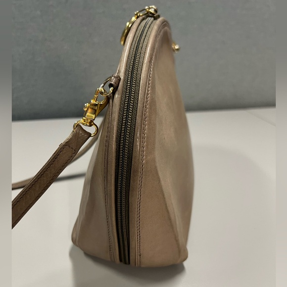 Artbag Vintage Dome Leather Taupe Crossbody Bag Made in Italy - Picture 7 of 16